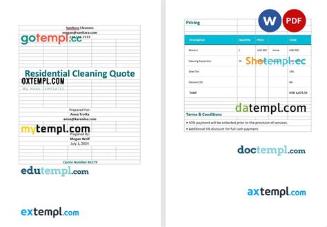 price cleaning contract quotation letter