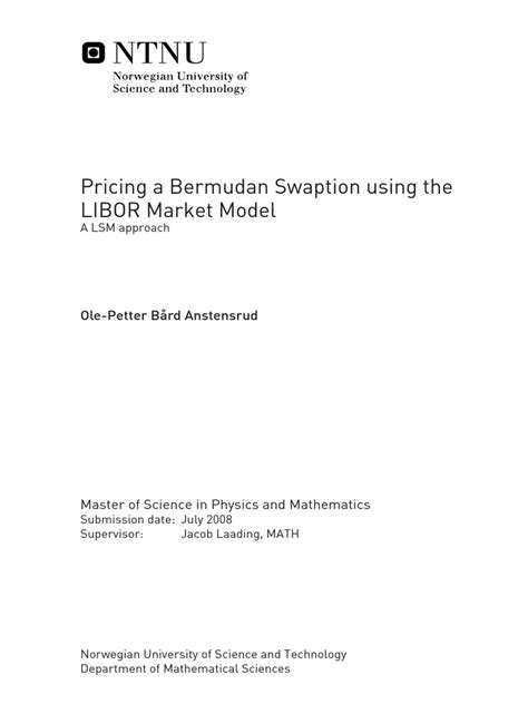 Full Download Pricing Bermudan Swaptions In The Libor Market Model 