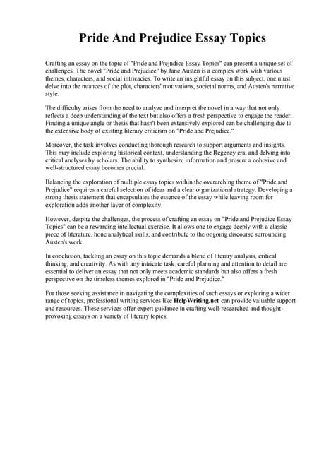 Download Pride And Prejudice Paper Topics 