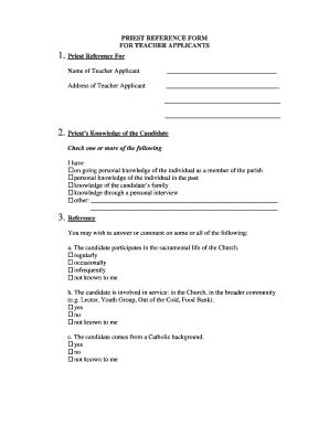 priest reference form for teacher applicants