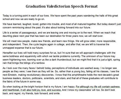 primary school valedictorian speech examples