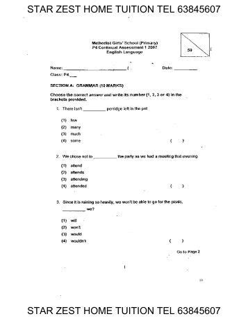 Full Download Primary Exam Paper English 