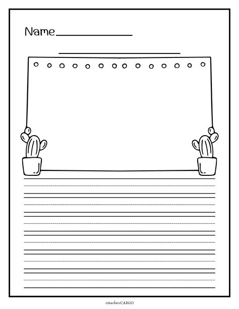 Read Online Primary Lined Paper With Picture Box 