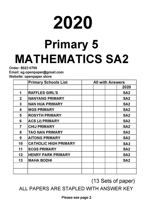 Download Primary School Test Paper Singapore 