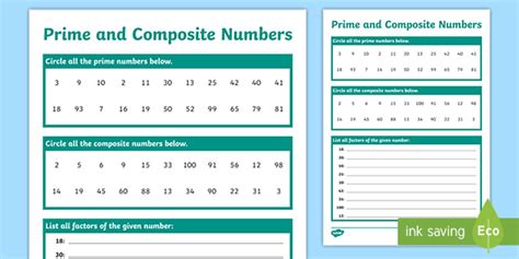 Prime And Composite Numbers Worksheet Twinkl Resources Prime And Composite Number Worksheet - Prime And Composite Number Worksheet