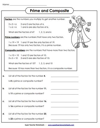 Prime And Composite Numbers Worksheets Super Teacher Worksheets Prime Composite Numbers Worksheet - Prime Composite Numbers Worksheet