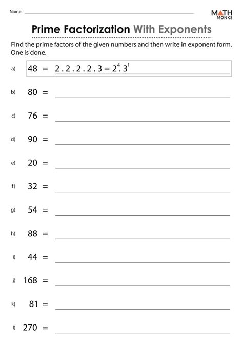 Prime Factorization With Exponents Worksheet   Prime Factor Trees Worksheets K5 Learning - Prime Factorization With Exponents Worksheet