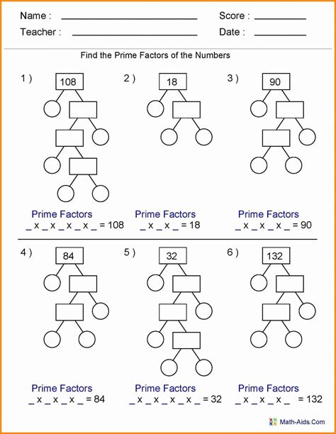 Prime Factors Grade 6 Worksheets Kiddy Math 6th Grade Prime Factors Worksheet - 6th Grade Prime Factors Worksheet
