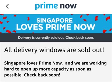 prime now delivery slots unavailable upox