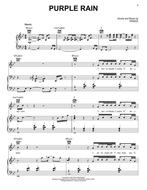 Download Prince Purple Rain For Pianoforte Voce E Chitarra 