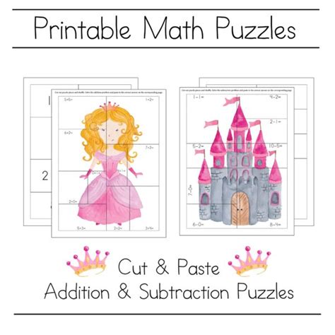 Princess Math Puzzle Printables For Kindergarten Princess Math - Princess Math