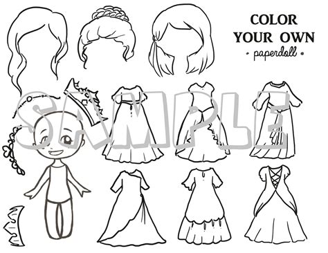 Princess Paper Dolls Coloring Pages Etsy Princess Paper Dolls Coloring Pages - Princess Paper Dolls Coloring Pages