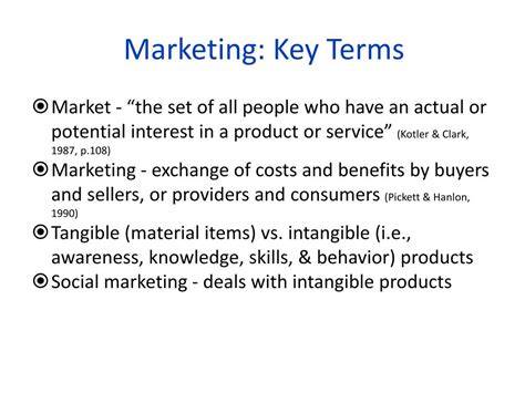 principle of marketing key terms