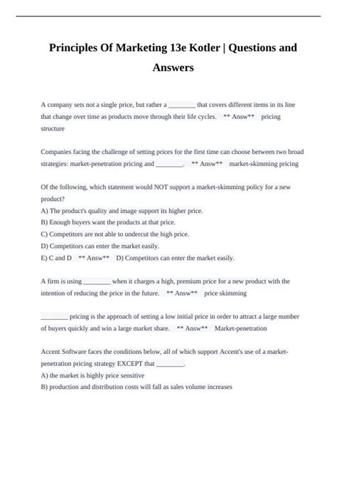 Read Online Principle Of Marketing Kotler Questions And Answers 