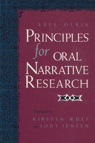 Principles For Oral Narrative Research Folklore St