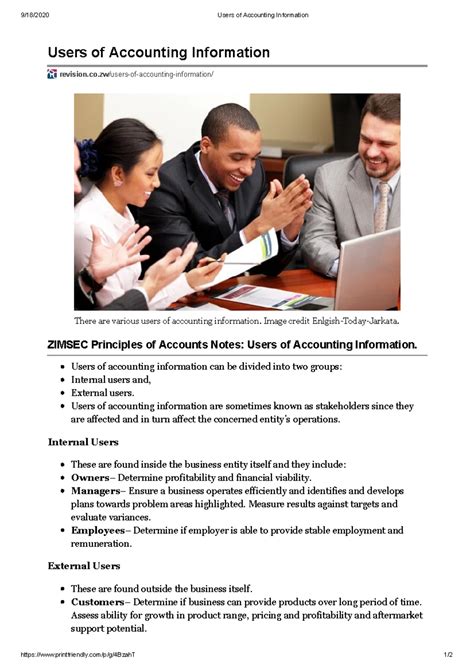 Principles Of Accounting Notes Zimsec Revision