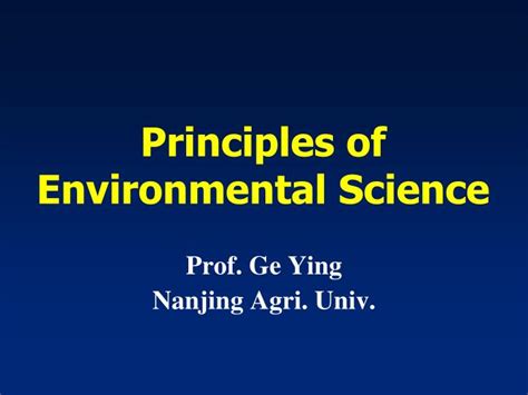 Principles Of Environmental Science