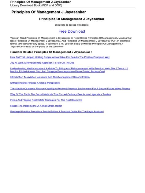 principles of management by jayasankar
