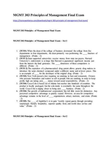 Principles Of Management Final Exam Questions