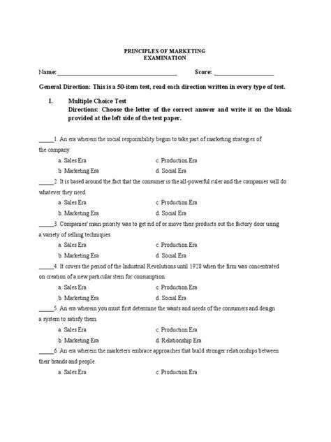 principles of marketing 5e test banks
