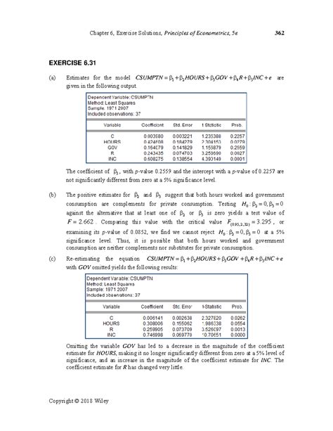 Read Principles Of Econometrics Solutions Chapter 6 