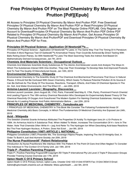 Download Principles Of Physical Chemistry By Maron And Prutton Pdf 