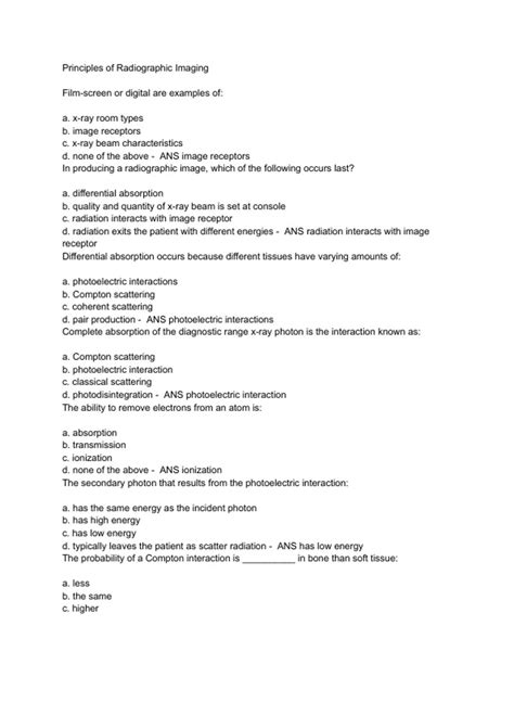Read Online Principles Of Radiographic Imaging Workbook Answers 