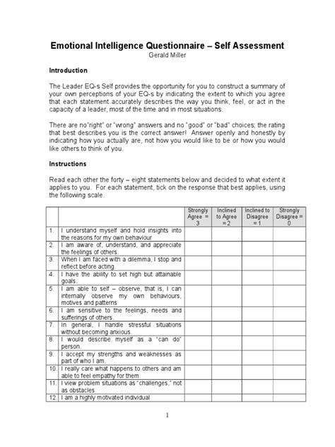 Print Emotional Intelligence Test For Kids