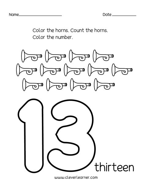 Print The Number 13 Thirteen K5 Learning Number 13 Worksheets For Preschool - Number 13 Worksheets For Preschool