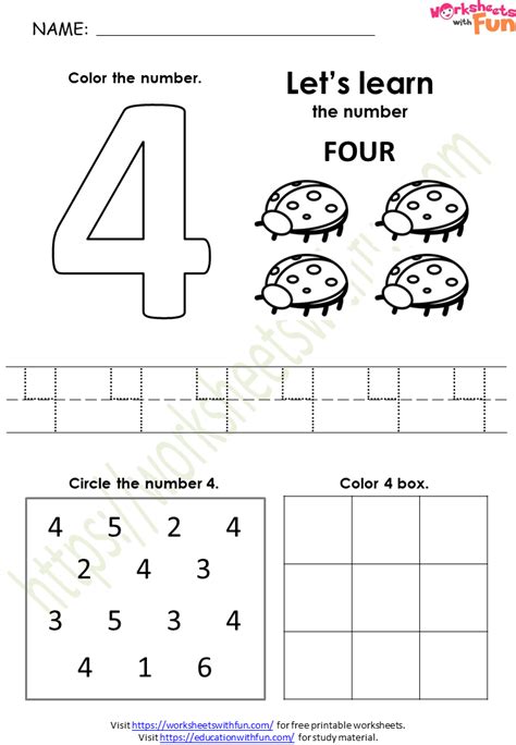 Print The Number 4 Four K5 Learning Number 4 Worksheets For Preschool - Number 4 Worksheets For Preschool