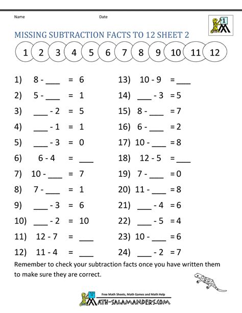 Printable 1st Grade Subtraction And Missing Number Worksheets Subtracion First Grade Worksheet - Subtracion First Grade Worksheet