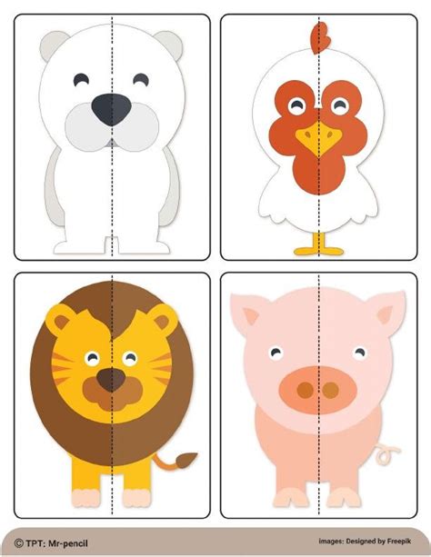 Printable 2 Piece Animal Puzzle For Preschoolers Printable Puzzles For Preschoolers - Printable Puzzles For Preschoolers