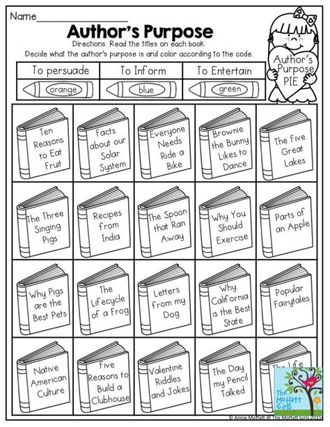 Printable 2nd Grade Identifying The Author X27 S Author S Purpose Second Grade - Author's Purpose Second Grade