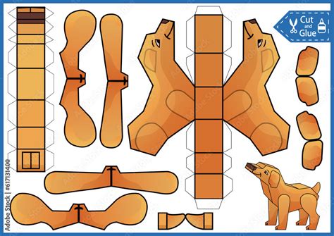 Printable 3d Paper Dog Template