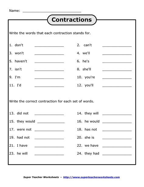 Printable 3rd Grade Contraction Worksheets Education Com Contraction Worksheet Third Grade - Contraction Worksheet Third Grade