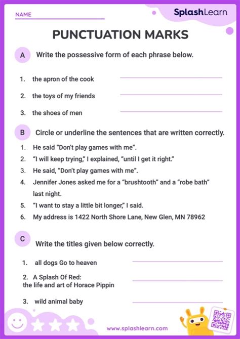 Printable 3rd Grade Punctuation Worksheets Splashlearn Punctuations Worksheets For Grade 3 - Punctuations Worksheets For Grade 3