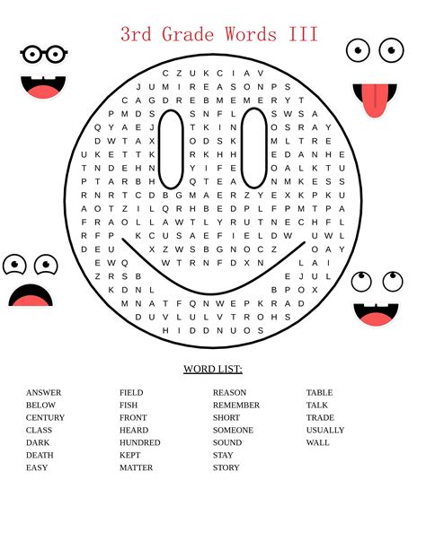 printable 3rd grade word search cool2bkids - 18 3rd grade word …