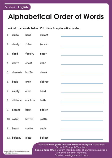 Printable 4th Grade Alphabetical Order Worksheets Abc 4th Grade - Abc 4th Grade