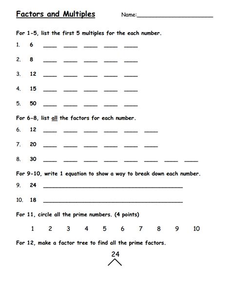 Printable 4th Grade Factors And Multiple Worksheets Factor Worksheet Grade 4 Doc - Factor Worksheet Grade 4 Doc