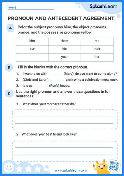 Printable 4th Grade Pronouns Worksheets Splashlearn Pronoun Worksheet For 4th Grade - Pronoun Worksheet For 4th Grade