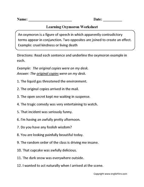 Printable 5th Grade Figurative Language Worksheets Figerative Language Worksheet Grade 5 - Figerative Language Worksheet Grade 5