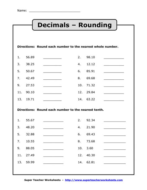 Printable 5th Grade Rounding Decimal Worksheets Education Com 5th Grade Decimal Worksheet Printable - 5th Grade Decimal Worksheet Printable