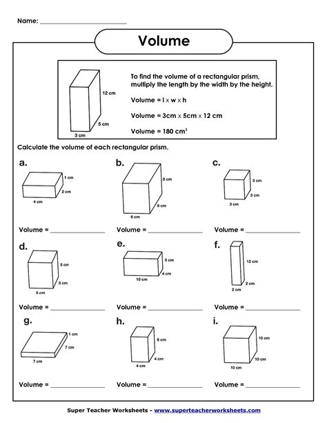 Printable 5th Grade Volume Of A Rectangular Prism Volume Worksheet Fifth Grade - Volume Worksheet Fifth Grade