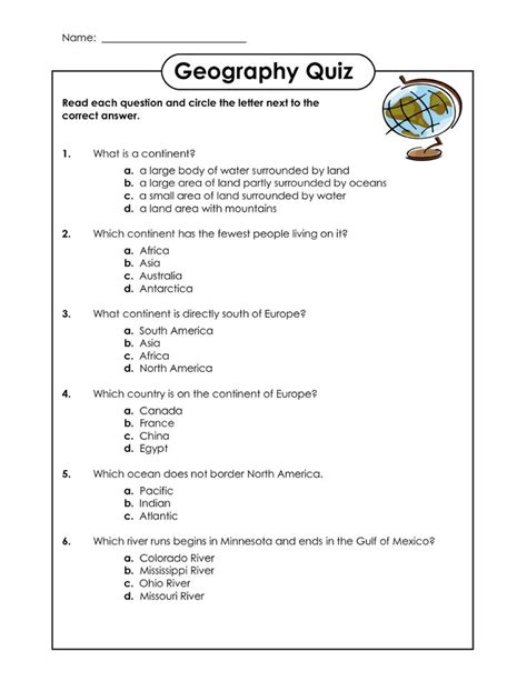 Printable 6th Grade Geography Worksheets Education Com 6th Grade Geography Questions - 6th Grade Geography Questions