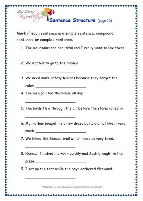 Printable 7th Grade Sentence Structure Worksheets Sentence Structure Worksheets 7th Grade - Sentence Structure Worksheets 7th Grade