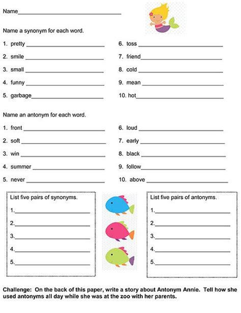 Printable 7th Grade Synonyms And Antonym Worksheets Synonyms Worksheet Grade 7 - Synonyms Worksheet Grade 7