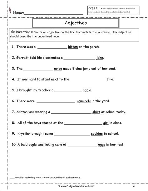 Printable 8th Grade Adjective Worksheets Education Com Nouns Eightn Grade Worksheet - Nouns Eightn Grade Worksheet
