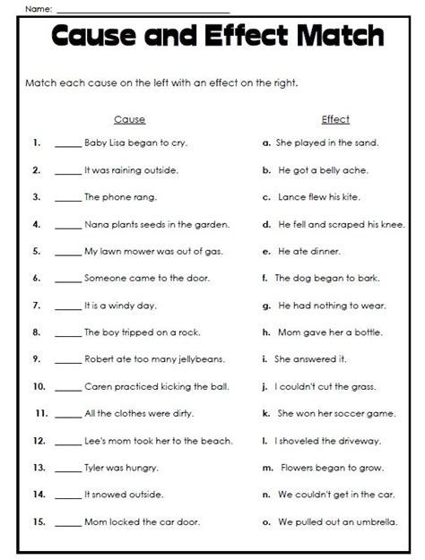 Printable 8th Grade Cause And Effect Worksheets Education Cause And Effect Cut And Paste - Cause And Effect Cut And Paste