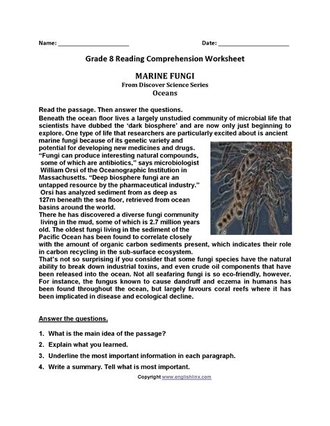 Printable 8th Grade Reading Comprehension Strategy Worksheets 8th Grade Comprehension - 8th Grade Comprehension