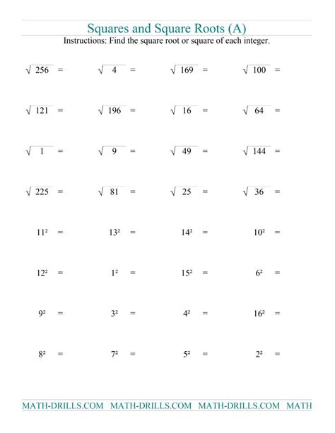 Printable 8th Grade Root Worksheets Education Com Perfect Square Worksheets 8th Grade - Perfect Square Worksheets 8th Grade